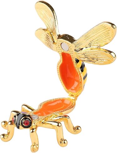 Mini Cute Bee Trinket Boxes Hinged Hand-Painted Enameled Animals Figurine Ornaments Craft Gift for Home Decor, Yellow in Saudi Arabia