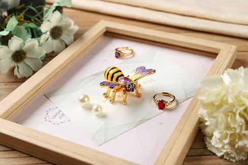 Mini Cute Bee Trinket Boxes Hinged Hand-Painted Enameled Animals Figurine Ornaments Craft Gift for Home Decor, Yellow in Saudi Arabia