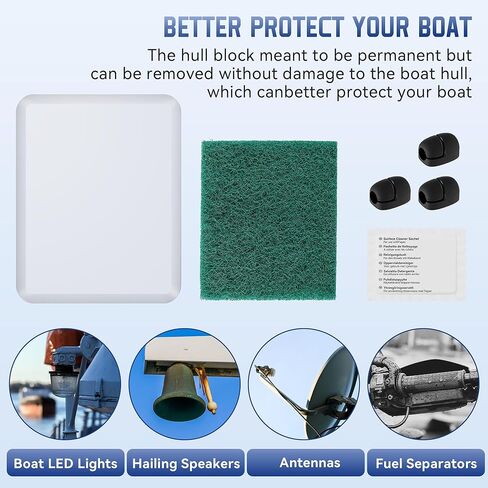 Saillong Screwless Transducer Mounting Kit, 25mm Transducer Mounting Plate Block with Adhesive, Stern Saver Transducer Mount Kit with Scouring Pads Cleaning Wipes, No Drill Mount Boat Accessories in Kuwait