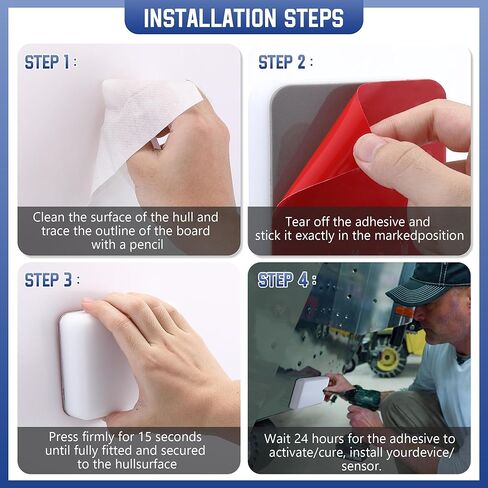 Saillong Screwless Transducer Mounting Kit, 25mm Transducer Mounting Plate Block with Adhesive, Stern Saver Transducer Mount Kit with Scouring Pads Cleaning Wipes, No Drill Mount Boat Accessories in Kuwait