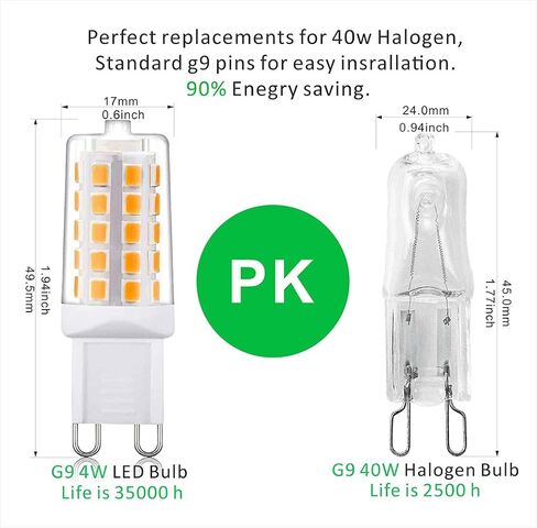 G9 led Bulb Dimmable t4 g9 Base Bulbs, 2700K Soft White Light Equivalent to 25W 40W Halogen Bulbs, 4W 450Lm 120V AC No Flicker 360 Degree Angle, G9 led Lamp,5 Pack in Saudi Arabia
