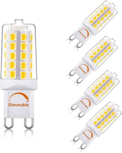 G9 led Bulb Dimmable t4 g9 Base Bulbs, 2700K Soft White Light Equivalent to 25W 40W Halogen Bulbs, 4W 450Lm 120V AC No Flicker 360 Degree Angle, G9 led Lamp,5 Pack in Saudi Arabia