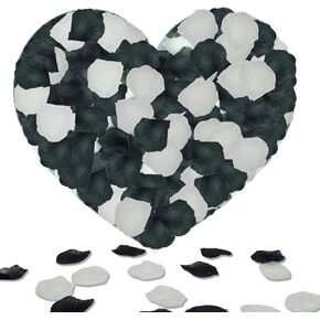 1200 Pcs Black Cream White Rose Petals,Rose Petals Decoration Flower Girl Petals Silk Rose Petals for Romantic Night for Her Set Wedding Party Fake Flower Petals Artificial Silk Rose Petals