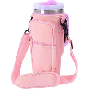 Water Bottle Carrier Bag Fit for 40oz Stanley Tumbler with Handle, Water Bottle Holder Bag with Adjustable Shoulder Strap for Stanley for Hiking Travelling Camping in Kuwait