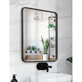 22x30 Inch Bathroom Mirror - Wall Vanity Mirror Large Metal Framed Rectangle Mirror with Shatterproof Glass and Rounded Corner for Safe Use