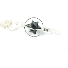 Jet Tourmaline Spinning Merkaba Pendulum 2.5 inch Jet International Crystal Therapy 40 Page Booklet Chakra Balancing Treatment w/Pouch Reiki Yes/No Divine Spiritual Answers Crystal Ball