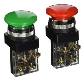 Push Button Switch，Momentary Mushroom Head Push Button Switch AC 250V 6A 1NO 1NC DPST（ Green1pcs Red1pcs