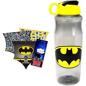 Comics Batman 30oz Water Bottle For Kids, Adults Bundle ~ Refillable Superhero School Supplies, Sports, Office With 300 Stickers And Door Hanger, (Batman reusable bottle)