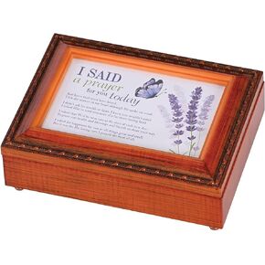 Dicksons I Said A Prayer Amazing Grace, Woodgrain Finish 8 x 6 Inch Polymer Trinket Jewelry Music Box