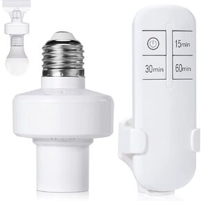 Remote Control Light Bulb Socket, Bukeer E26 E27 Bulb Lamp Holder with Remote Control and 15/30/60 Min Timer