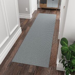 Scrape Rib Collection Waterproof Non-Slip Rubberback Solid Design 3x5 Indoor/Outdoor Runner Rug, 2'7" x 5', Gray
