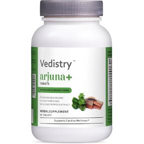 Arjuna+ Tablets 1100 mg with Arjuna & Long Pepper Extract for Heart Health & Circulatory Support - 60 Tablets - Herbal Supplements, Vegan- Pack of 1