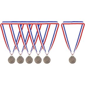 PATIKIL Gold Award Medals, 6 Pcs Blank Olympic Style Winner Medals with Neck Ribbon Metal Medals Prizes for Competitions, Party Decorations, Golden