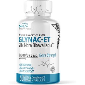 GlyNAC-ET NAC Ethyl Ester + Glycine - EXTRA STRENGTH 375mg NACET 1800mg Glycine - 20x More Bioavailable Than GlyNAC - N-acetylcysteine Ethyl Ester Anti Aging Supplement, Boost Glutathione (60 Capsule)