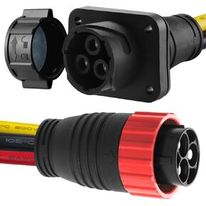 Trolling Motor Plug for Minn Kota,80A Trolling Motor Plug & Receptacle for 2 or 3 Wire 12-48V System,Heavy-Duty Double Watertight Marine Boat Electrical Power Connector with Pre-wired 6 Gauge Wire