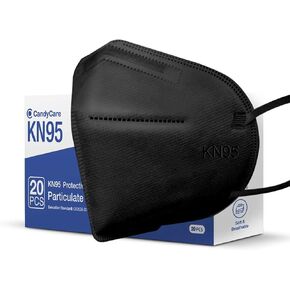 KN95 Particulate Respirator - 20 Pack Face Mask 5 Layers Cup Dust Mask Protection against PM2.5 Dust Particles, Smoke and Haze-Proof, Designed for Men, Women, and Essential Works, Black