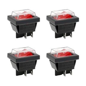 مفتاح الروك ON-OFF DPST 4 محطات الضوء الأحمر 16A 250VAC مع غطاء مقاوم للماء (4)