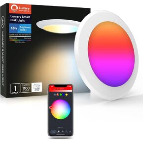 Lumary Smart WiFi Recessed Lights 5/6 Inch Can Lights, Smart LED Flush Mount Ceiling Lights, Dimmable RGBWW Surface Mount Disk Lights Work with Alexa/Google Assistant-ETL Listed