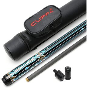 CUPPA Technology Pool Cue with Low Deflection Carbon Fiber Shaft,Black Pool Cue Case Set