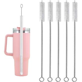 Straw Cleaner Brush for Stanley, 10 inch Straw Cleaner for 40/30/20 oz Stanley Mug, Long Straw Brush for Stanley Mug 40 oz, Reusable Pipe Tube Cleaner (5pcs)