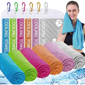6 Pack Cooling towels for Neck and Face(40"x12"),Microfiber Cooling Towels,Soft Breathable chilly cooling neck towels rags cooling neck wraps sweat towel for sports,gym,yoga,workout,running,camping