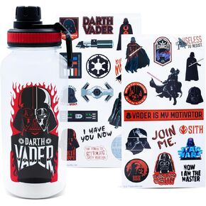 Star Wars Darth Vader Twist Spout Water Bottle and Sticker Set | Holds 32 Ounces