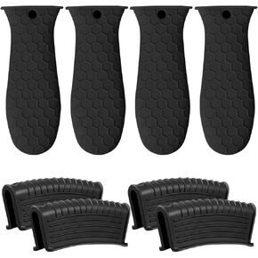 8 Pack Cast Iron Handle Cover, Silicone Hot Handle Holder, Assist Handle Holder, Non-Slip Pot Holder Sleeve, Pot Handle Covers Heat Resistant Potholder Cookware Silicone Cast Iron Handle Cover