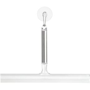 iDesign Forma Brushed Stainless Steel Squeegee with Suction Storage Hook - 12" x 8"