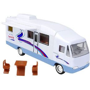 HAPTIME Cool Mini Motorhome Toy Die-cast Car التراجع سيارة ترفيهية سحب RV مع أثاث DIY نموذج شاحنة التخييم للأطفال الأطفال هدية 7.6 بوصة (أبيض)