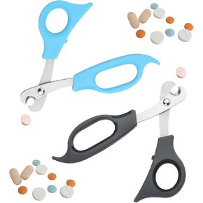2 PCS Scissors-Shaped Pill Cutter, Sharp Blade Pill Splitter Pill Splitter Scissors with Stainless Steel Blade and Ergonomic Handle for Accurately Dividing Various Size of Vitamins Tablets Pills Pill