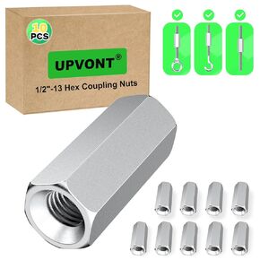 Hex Coupling Nuts, Rod Coupling Nuts 1/2"-13 UNC, 1-3/4" Length (50 PCS), Ideal for Threaded Rods & Studs, 1.75-Inch Length with Zinc Plating (50 PCS)