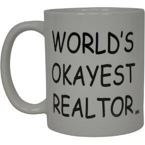 Rogue River Tactical Coffee Mug Worlds Okayest Realtor Best Funny Real Estate Agent Novelty Cup Gift Idea For Men Women Office Employee Boss Coworkers