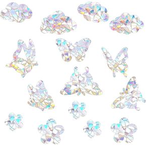 52PCS Sun Catcher Sticker, Reusable Window Bird Deterrent, Non Adhesive 3D Bird Deterrent Clings, Window Decals to Prevent Bird Strikes, Vinyl Circle Rainbow Window Stickers in Saudi Arabia