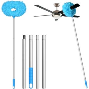 Eunice Ceiling Fan Duster with Extension Pole, Adjustable and Removable Fan Cleaner Blade for High Ceiling, Fan Cleaner for Window Door Furniture (Blue)