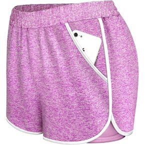 Koscacy شورت رياضي للسيدات، شورت يوغا مع جيوب جانبية للفتيات، صيفي أنيق جذاب للشاطئ يوميًا، ملابس رياضية رائعة للصيف، أرجواني L in Kuwait