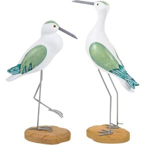 EXCEART 2pcs sea bird statue Nautical Beach Figurines Seagull Statue Wood Bird Sculpture Figurines Ornament Indoor Outdoor Decor Coastal Decor wooden craft figurines Green wooden seagull statue