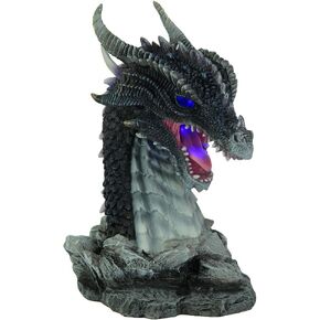 Veronese Design Hand Painted Obsidian Dragon Bust Statue with LED Lights