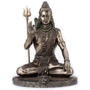 Veronese Design Lord Shiva in Meditation Pose Hindu God Cold Cast Resin Antique Bronze Finish Statue Sculpture