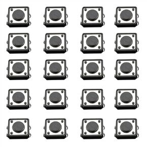 20PCS Momentary Tactile Button Switch, 12 x 12 mm x 4.3 mm Panel Momentary Tactile Tact Push Button Switch DIP, Black