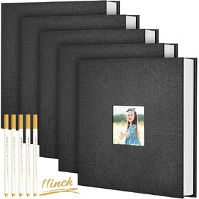 3 Pcs 11 x 10.6 Inch Large Photo Album Self Adhesive Scrapbook Album 40 Blank Pages DIY Linen Cover Memory Photo Book with Metallic Pen for Pictures Wedding Family Travel (Light Gray)