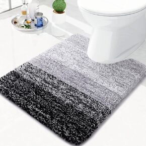 Arotive Microfiber Toilet Rugs U-Shaped, Shaggy Soft and Absorbent Bathroom Rugs, Non-Slip, Thick Plush Bathroom Mat, Machine Washable Dry Contour Bath Mats for Toilet Base, 20" x 20", Beige