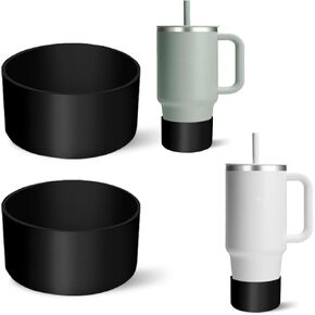 2 PCS Protective Silicone Boot for Hydro Flask Tumbler 40oz 32oz 24oz, Anti-Slip Water Bottle Accessories Bottom Boot Sleeve Cover for Hydro Flask Travel Tumbler [Black+Black]