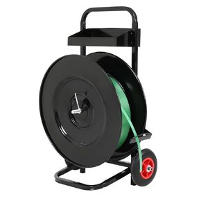 Black Banding Strapping Cart, Heavy Duty Strapping Dispenser with 50 Packing Buckle Free, Equipped with Anti-Retreat Pulleys Upgrade Brake System for PET Strapping/PP Strapping Coil 9.5’’-15.75’’