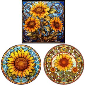 3 Styles Sunflower Window Stickers,10"Floral Grass Window Decals Glass Window Doors Window Stickers Gifts for Mom
