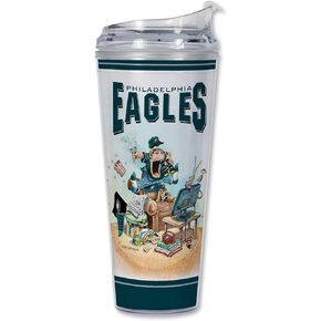 Rico Industries NFL Football Gary Patterson The Fan 24oz Acrylic Tumbler with Hinged Lid, Officially Licensed Double Wall Tumbler with Straw