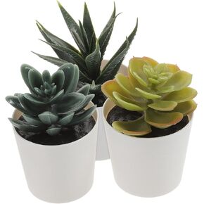 ABOOFAN 3pcs Potted Succulents Fake Plant Desktop Adornments Simulation Green Plants Faux Bonsai Artificial Plastic Bonsai Fake Plant Ornaments Artificial Succulent Pots Realistic Bonsai
