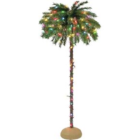 Puleo International 6 ft. Pre-Lit Palm Tree 150 Dual-Color LED Lights