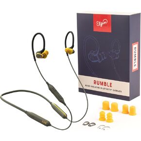 Elgin Rumble Bluetooth Earplug Earbuds, 27 dB Noise Reduction Wireless Headphones with Noise Cancelling Mic, 20 Hour Battery Life, IP67 Waterproof, OSHA Compliant Hearing Protection for Work