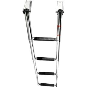 Boat Ladder 4 Step Pontoon Boat Ladder Folding Stainless Steel Dock Ladder Telescoping Ladder with Wide Steps Swim Deck Ladder