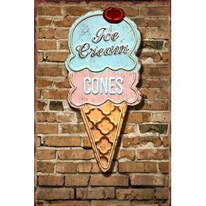 Retro Ice Cream Shaped Metal Tin Sign Indoor & Outdoor Home Bar Coffee Kitchen Ice Cream Shop Wall Decor Tin Sign 8x12 inch